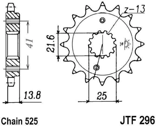 Řetězové kolečko JT JTF 296-16RB 16 zubů, 525 pogumované JTF296.16RB 726.46.33