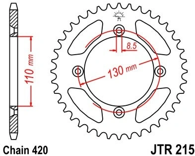 Řetězová rozeta JT JTR 215-50 50 zubů, 420 JTR215.50 727.90.60
