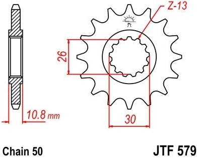 Řetězové kolečko JT JTF 579-14 14 zubů, 530 JTF579.14 726.40.21