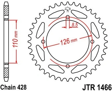 Řetězová rozeta JT JTR 1466-47 47 zubů, 428 JTR1466.47 727.85.59