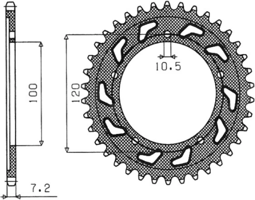 Ocelová rozeta pro sekundární řetězy typu 525, SUNSTAR (42 zubů) M271-4008-42