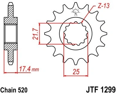 Řetězové kolečko JT JTF 1299-14 14 zubů, 520 JTF1299.14 726.1299-14