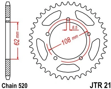 Řetězová rozeta JT JTR 21-40 40 zubů, 520 JTR21.40 727.21-40