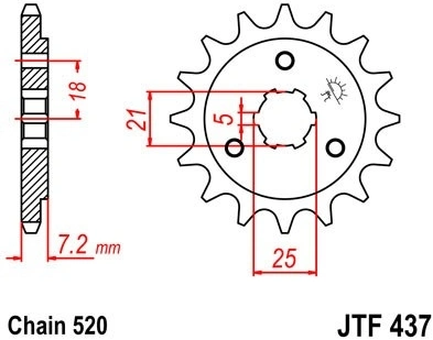 Řetězové kolečko JT JTF 437-14 14 zubů, 520 JTF437.14 726.437-14
