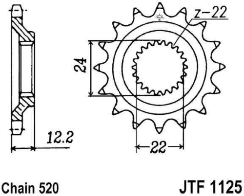 Řetězové kolečko JT JTF 1125-15 15 zubů, 520 JTF1125.15 726.1125-15