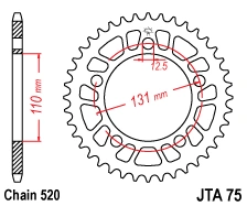 Hliníková řetězová rozeta JT JTA 75-40 40 zubů, 520 JTA75.40 728.75-40