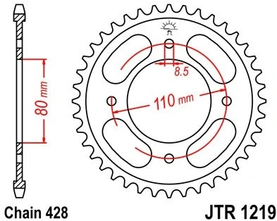 Řetězová rozeta JT JTR 1219-42 49 zubů, 428 JTR1219.42 727.21.49