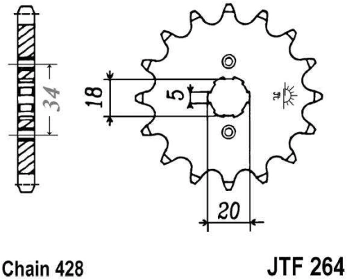 Řetězové kolečko JT JTF 264-14 14 zubů, 428 JTF264.14 726.31.55