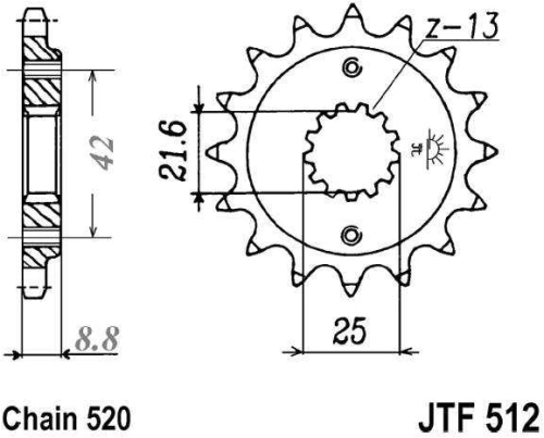 Řetězové kolečko JT JTF 512-15RB 15 zubů, 520 pogumované JTF512.15RB 726.17.12