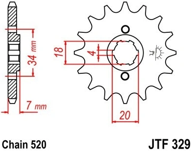 Řetězové kolečko JT JTF 329-16 16 zubů, 520 JTF329.16 726.329-16