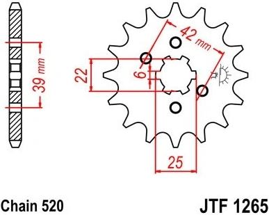 Řetězové kolečko JT JTF 1265-15 15 zubů, 520 JTF1265.15 726.1265-15