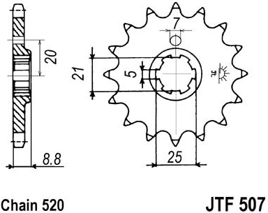 Řetězové kolečko JT JTF 507-15 15 zubů, 520 JTF507.15 726.507-15