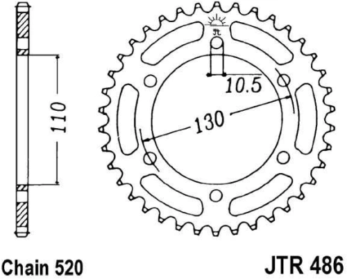 Řetězová rozeta JT JTR 486-38 38 zubů, 520 JTR486.38 727.38.08