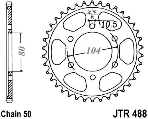 Řetězová rozeta JT JTR 488-46 46 zubů, 530 JTR488.46 727.36.18
