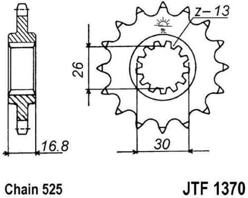 Řetězové kolečko JT JTF 1370-16RB 16 zubů, 525 JTF1370.16RB 726.12.58