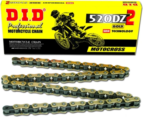 Motokrosový závodní řetěz D.I.D Chain 520DZ2 SDH 116 L Zlatá/Černá 39693 103042116