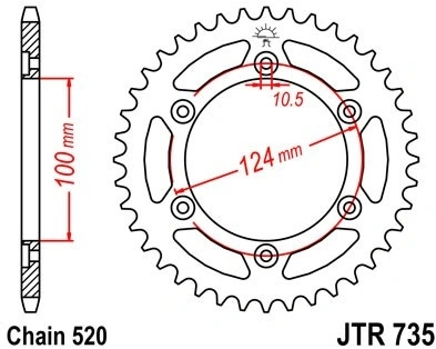 Řetězová rozeta JT JTR 735-48 48 zubů, 520 JTR735.48 727.39.80