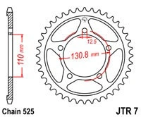 Řetězová rozeta JT JTR 7-45 45 zubů, 525 JTR7.45 727.7-45