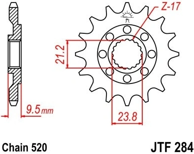 Řetězové kolečko JT JTF 284-15 15 zubů, 520 JTF284.15 726.16.39