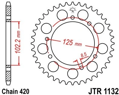 Řetězová rozeta JT JTR 1132-48 48 zubů, 420 JTR1132.48 727.85.00