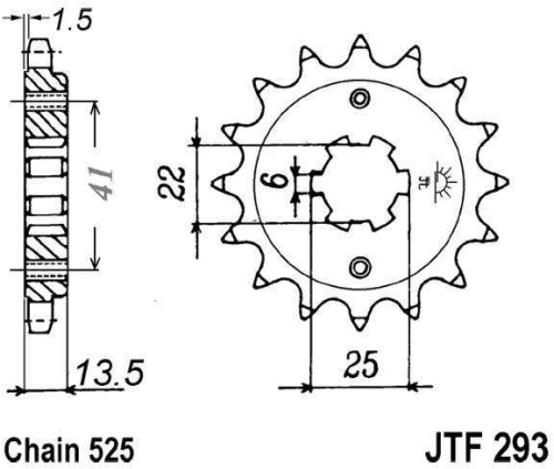 Řetězové kolečko JT JTF 293-15 15 zubů, 525 JTF293.15 726.62.40