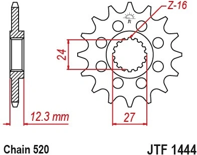 Řetězové kolečko JT JTF 1444-17 17 zubů, 520 JTF1444.17 726.1444.17