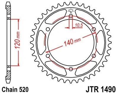 Řetězová rozeta JT JTR 1490-43 43 zubů, 520 JTR1490.43 727.1490-43