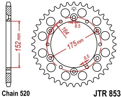 Řetězová rozeta JT JTR 853-50 50 zubů, 520 JTR853.50 727.88.72