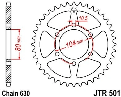 Řetězová rozeta JT JTR 501-46 46 zubů, 630 JTR501.46 727.501-46
