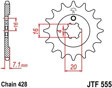 Řetězové kolečko JT JTF 555-15 15 zubů, 428 JTF555.15 726.555-15