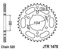 Řetězová rozeta JT JTR 1478-40 40 zubů, 520 JTR1478.40 727.02.75