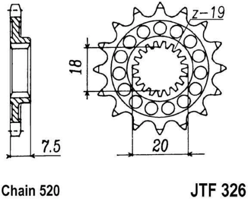 Řetězové kolečko JT JTF 326-13 13 zubů, 520 JTF326.13 726.32.70