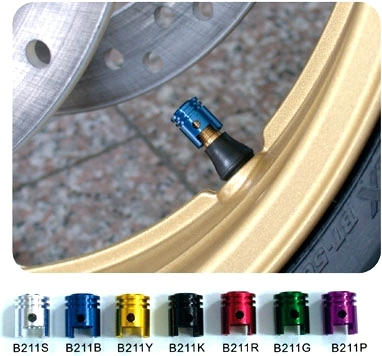Hliníkové čepičky ventilků Keiti Piston - modrá (2ks)