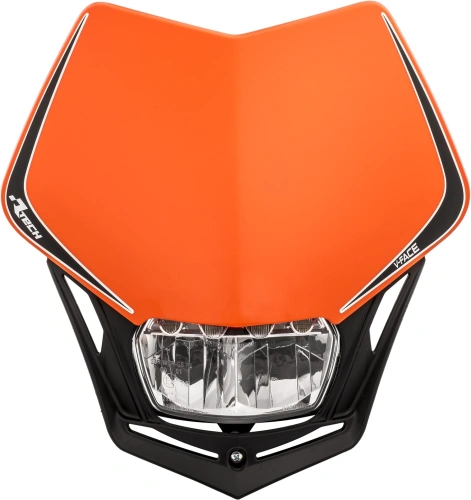 UNI přední maska včetně světla V-Face FULL LED, RTECH (oranžová/černá) M400-1501