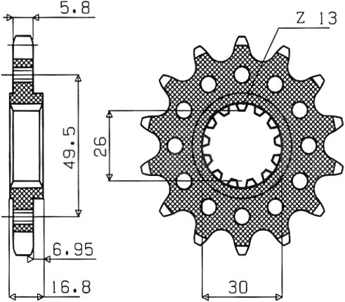 Řetězové kolečko pro sekundární řetězy typu 520, SUNSTAR (16 zubů) M291-3059-16