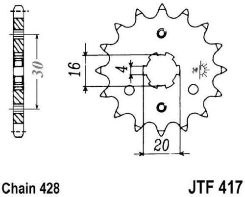 Řetězové kolečko JT JTF 417-14 14 zubů, 428 JTF417.14 726.98.48