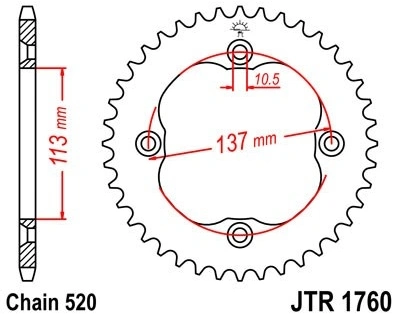Řetězová rozeta JT JTR 1760-40 40 zubů, 520 JTR1760.40 727.30.06