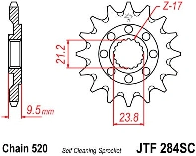 Řetězové kolečko JT JTF 284-13SC 13 zubů, 520 Samočistící, Nízká hmotnost JTF284.13SC 726.06.31