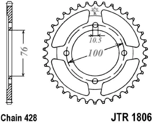 Řetězová rozeta JT JTR 1806-56 56 zubů, 428 JTR1806.56 727.65.20