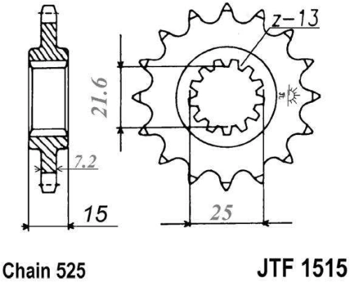 Řetězové kolečko JT JTF 1515-14 14 zubů, 525 JTF1515.14 726.34.29