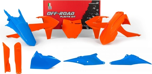 Sada plastů KTM, RTECH (oranžovo-modrá, 7 dílů vč. krytů vidlic) M400-1293