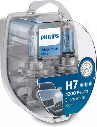 Sada žárovek Philips WhiteVision Ultra H7 12V 55W 2ks + 2x W5W