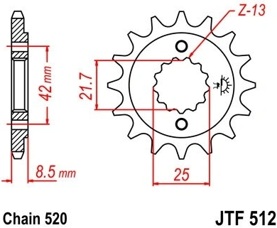 Řetězové kolečko JT JTF 512-13 13 zubů, 520 JTF512.13 726.512-13