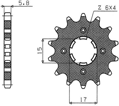 Řetězové kolečko pro sekundární řetězy typu 420, SUNSTAR (17 zubů) M291-1002-17