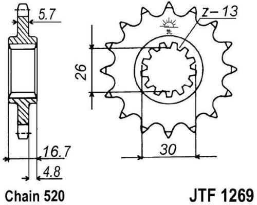 Řetězové kolečko JT JTF 1269-15 15 zubů, 520 JTF1269.15 726.36.27