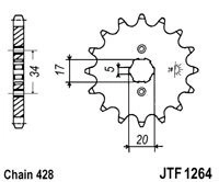 Řetězové kolečko JT JTF 1264-15 15 zubů, 428 JTF1264.15 726.10.19