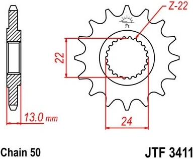 Řetězové kolečko JT JTF 3411-16 16 zubů, 530 JTF3411.16 726.3411-16