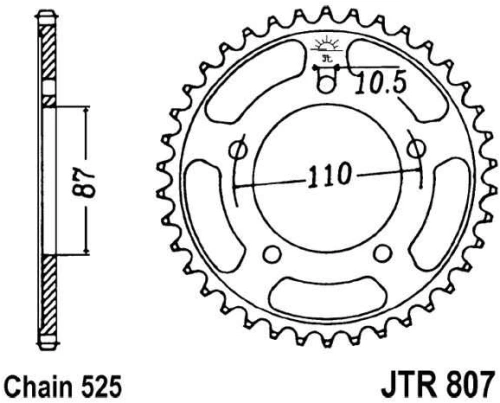 Řetězová rozeta JT JTR 807-44 44 zubů, 525 JTR807.44 727.61.73