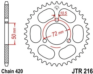 Řetězová rozeta JT JTR 216-36 36 zubů, 420 JTR216.36 727.216-36