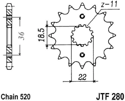 Řetězové kolečko JT JTF 280-13 13 zubů, 520 JTF280.13 726.49.63